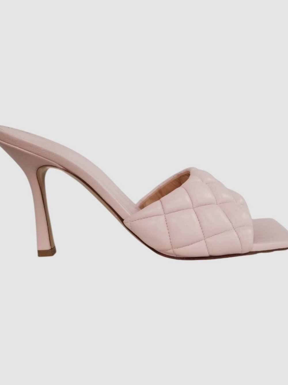 Bottega Veneta Women Pink Padded Leather Slide Heel Sandals Shoes Size 38.5